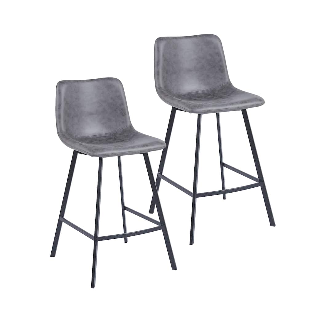 Porthos Home Quinta Counter Height Stools Set Of 2, Microfiber, Powder Coating Steel