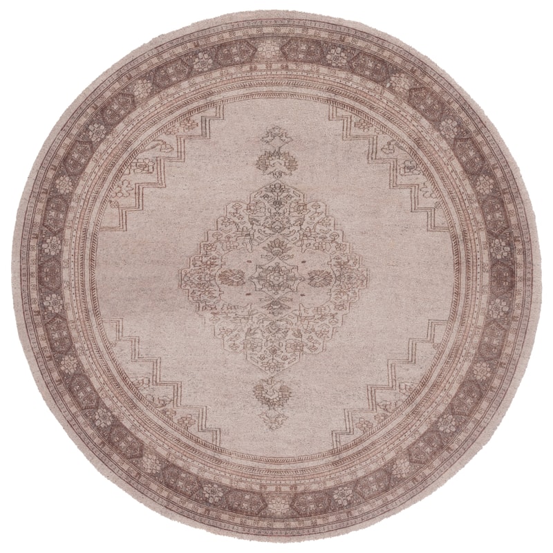 SAFAVIEH Handmade Classic Romola Vintage Shabby Chic Rug - 6' Round - Grey/Beige