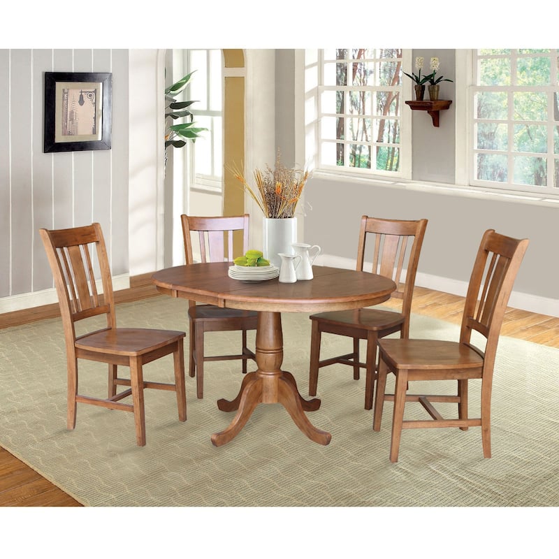 36" Round Extension Dining Table With 4 San Remo Chairs