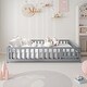 preview thumbnail 19 of 27, Full Size Floor Platform Bed with Fence and Door for Kids, Montessori Floor Bed Frame