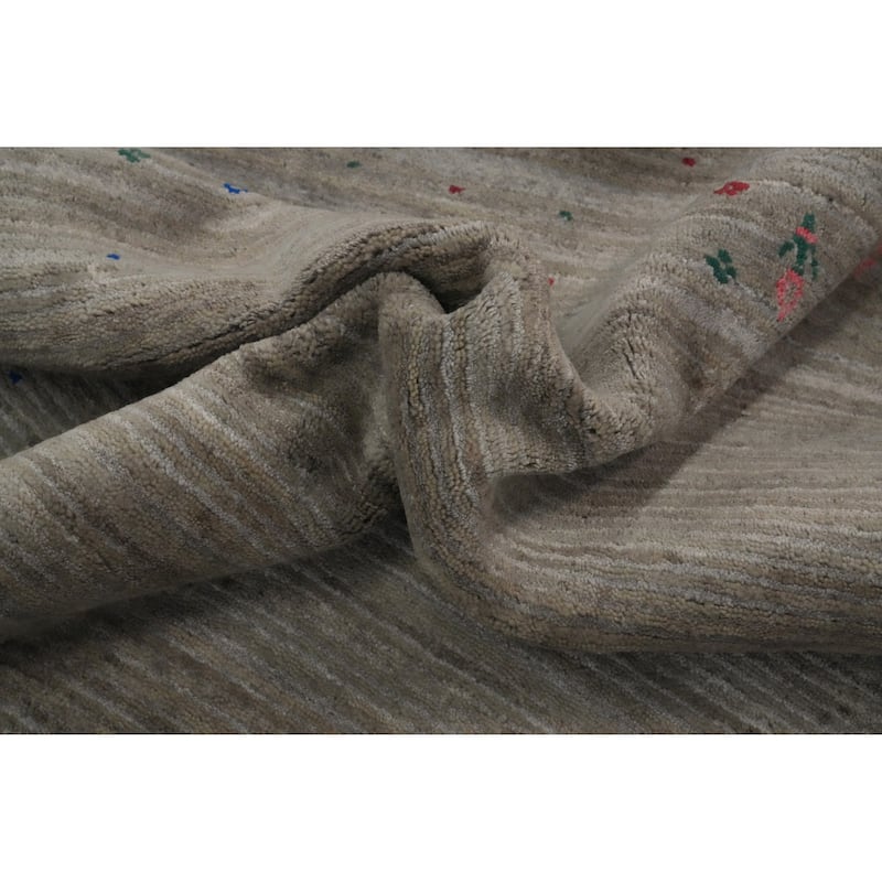 Hand Knotted Oriental 100% Wool Carpet Tribal Tribal Greys & Charcoal Gabbeh Area Rug - 9' 8'' X 7' 10''