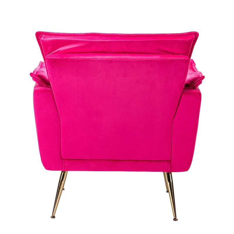 1ida Modern Velvet Tufted Padded Cushion Armchair with Golden Metal Legs by HULALA HOME