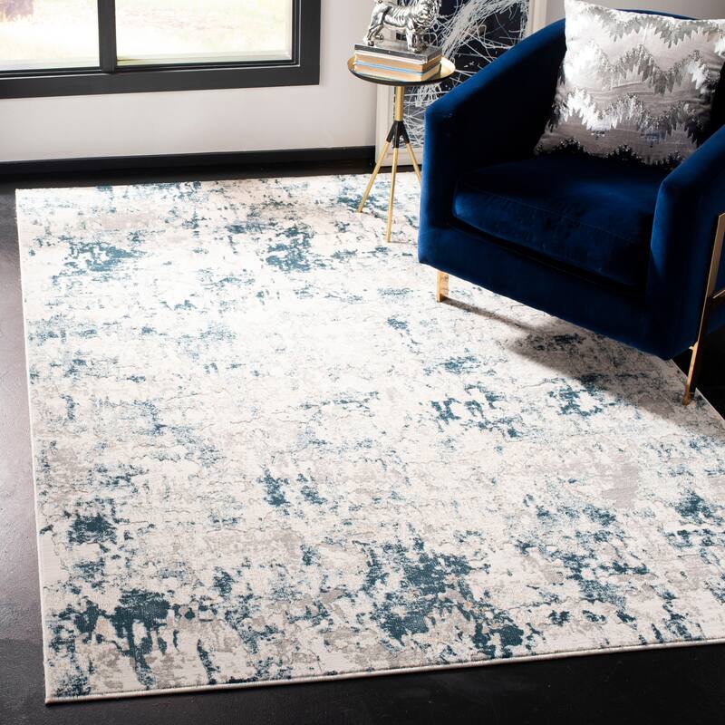 SAFAVIEH Vogue Teresa Modern & Contemporary Abstract Beige/Charcoal Rug - 3' x 5' - Beige/Turquoise