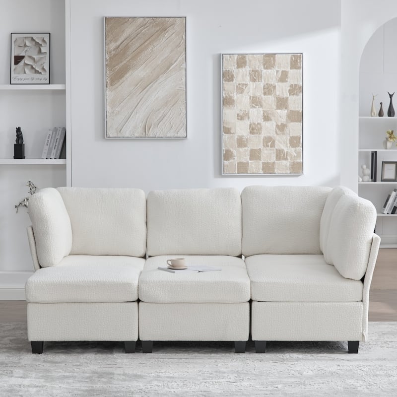 Freely Combinable Convertible Modular Sectional Sofa with Storage Ottomans