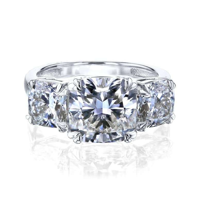 Kobelli 5 Carats Lab Grown Diamond Certified 14k Solid Gold Cushion 3 Stone Theo Engagement Ring (EF/ VS)