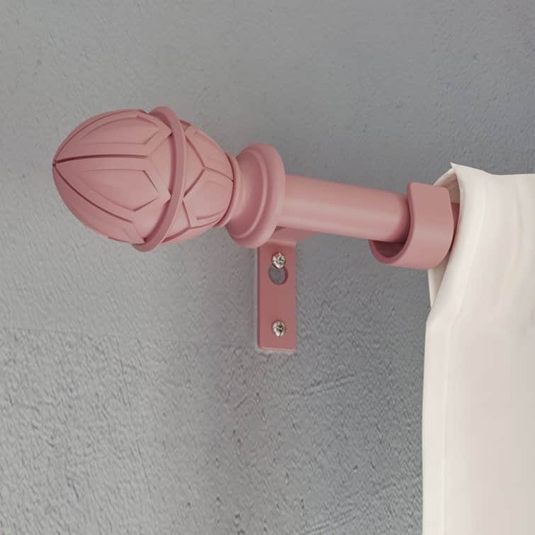 Acroma Metal Adjustable Single Modern Curtain Rod Pink