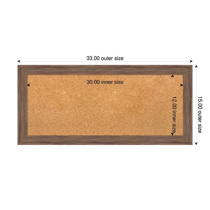 Pia Medium Brown Narrow Framed Cork Board - Bulletin Board, Organization Board, Pin Board - Natural - 33 x 15 in