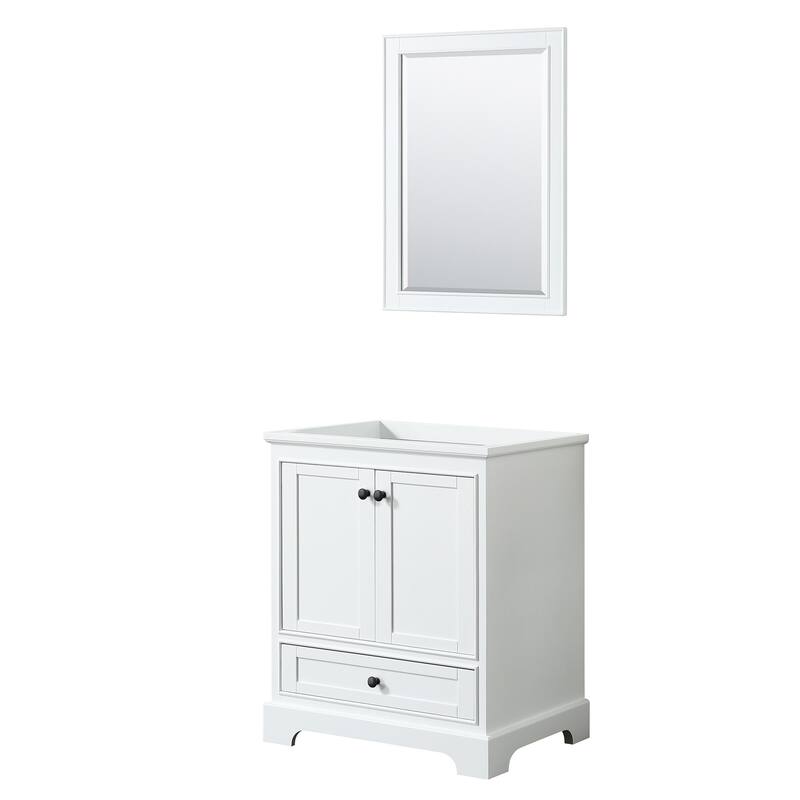 Wyndham Collection Deborah 29-1/4" Free Standing Single Wood Vanity - White / Matte Black Hardware
