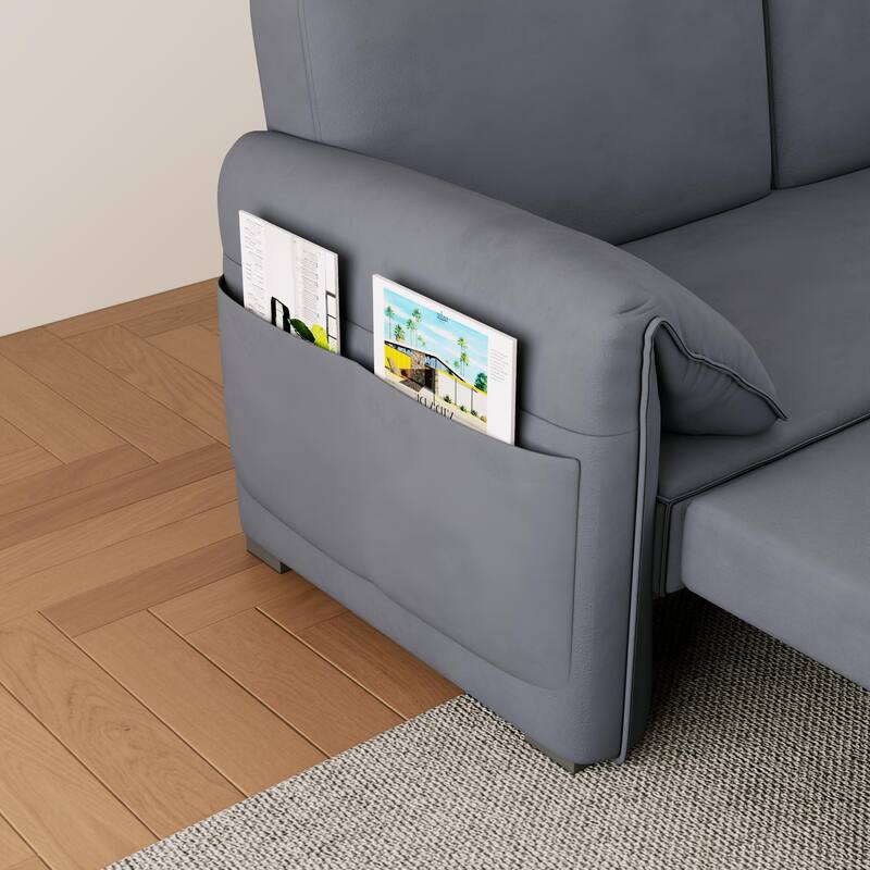 Convertible 63-inch Velvet Sofa Bed with Three Adjustable Modes - Comfortable Sofa, Lounge, and Double Bed for Home or Office