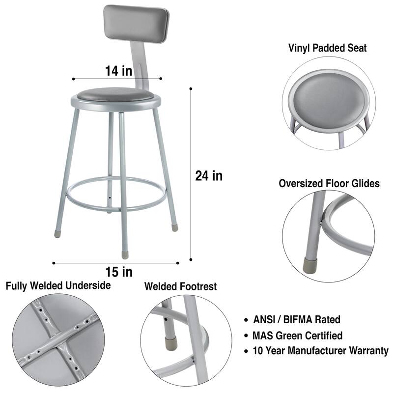 Hampden Furnishings (2 Pack) Otto Collection Steel Frame Padded Science ...