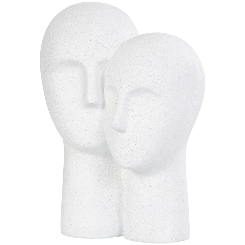 White Polystone Head People Decorative Sculpture with Speckled Detailing