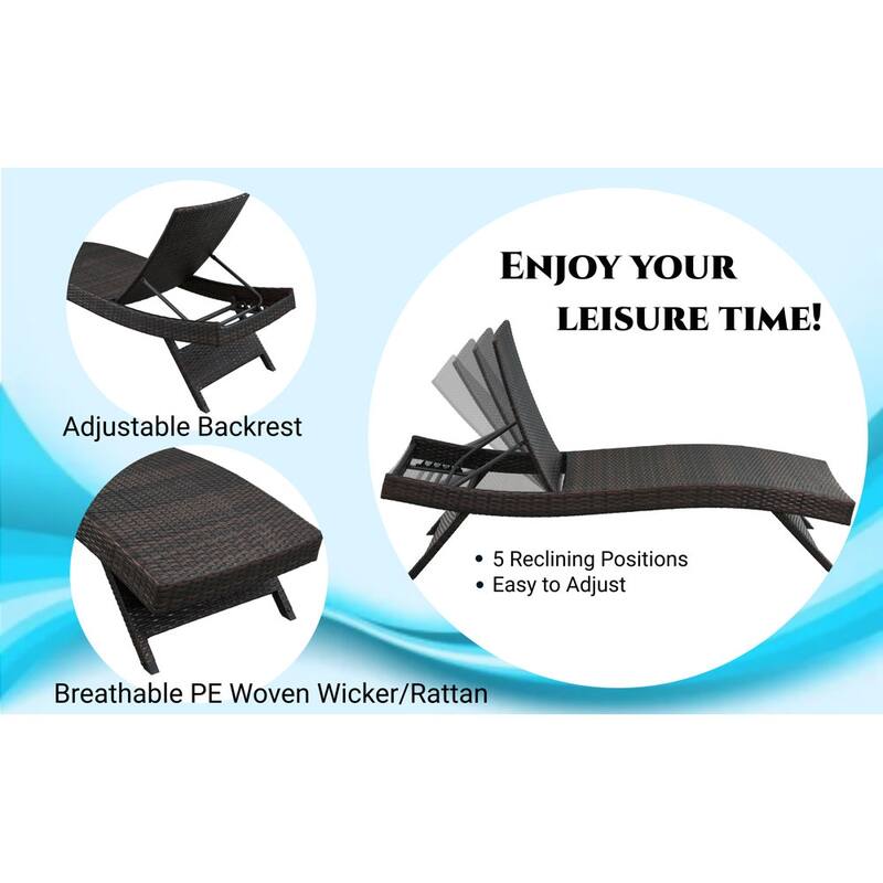 Outdoor Patio Lounge Chairs Rattan Wicker Patio Chaise Lounges Chair - Set of 4 - N/A