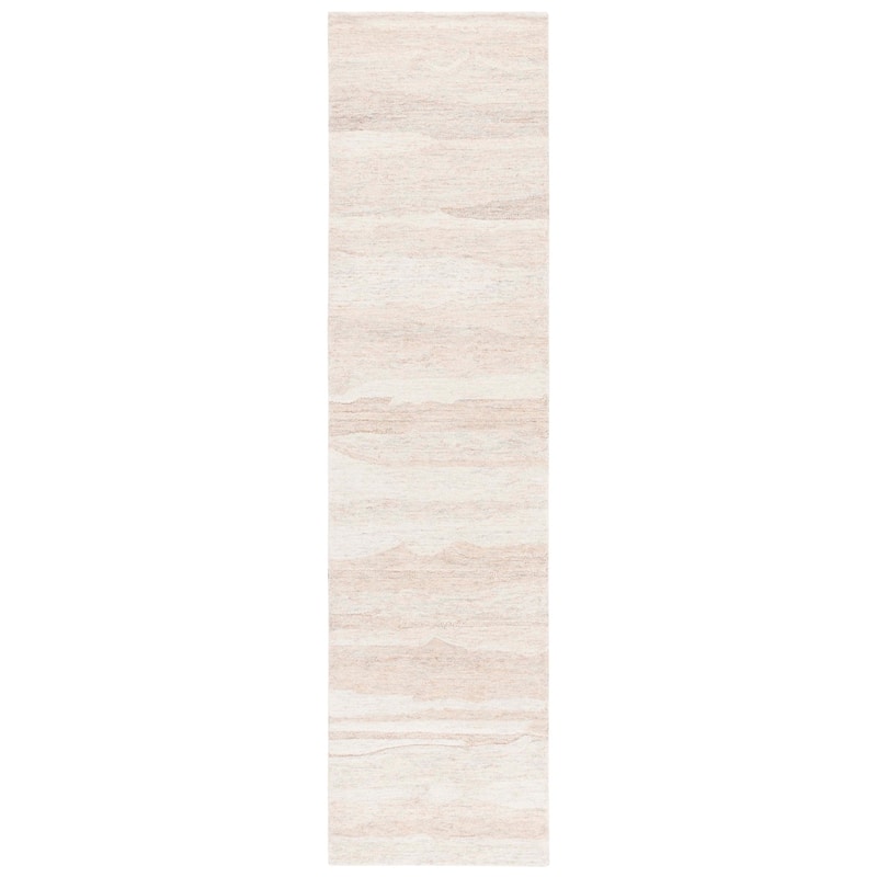 SAFAVIEH Handmade Ebony Barteldina Modern & Contemporary Wool Rug - 2'3" x 9' Runner - Grey/Rust