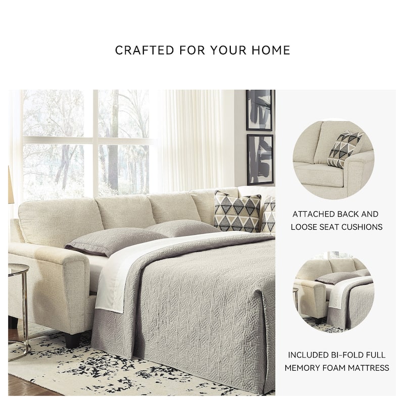 Signature Design by Ashley Abinger 2-Piece Sleeper Sectional with Chaise - 116"W x 91"D x 39"H