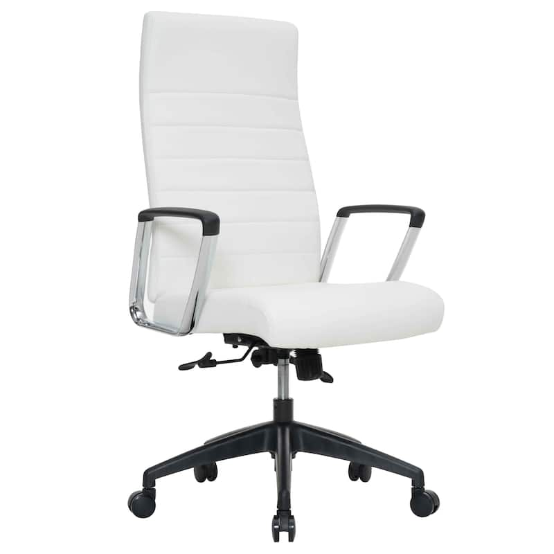 Hilton Modern High Back Ergonomic Leather Office Chair with Adjustable Height, Swivel, and Tilt for Conference or Executive Desk - White