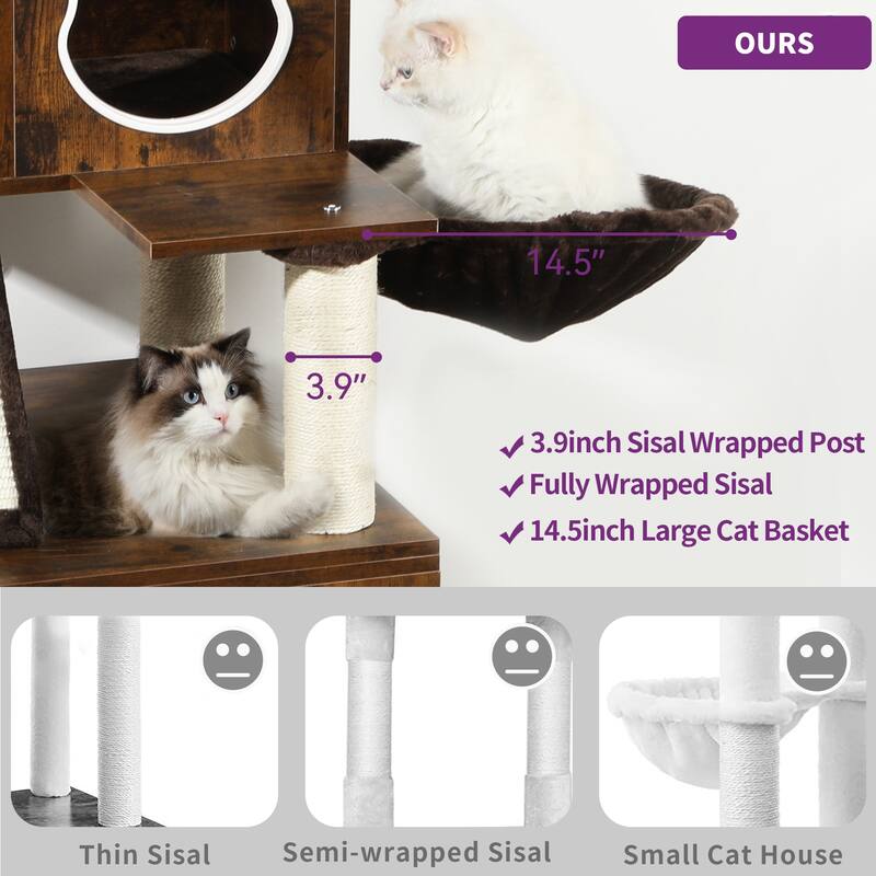 Moasis 59" Cat Condo with Litter Box Enclosure, Cat Bed, Cat House, Cat Tree