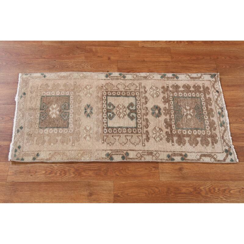 Antique Look Anatolian Turkish Oriental Rug Hand-knotted Wool Carpet - 1'7" x 2'10"