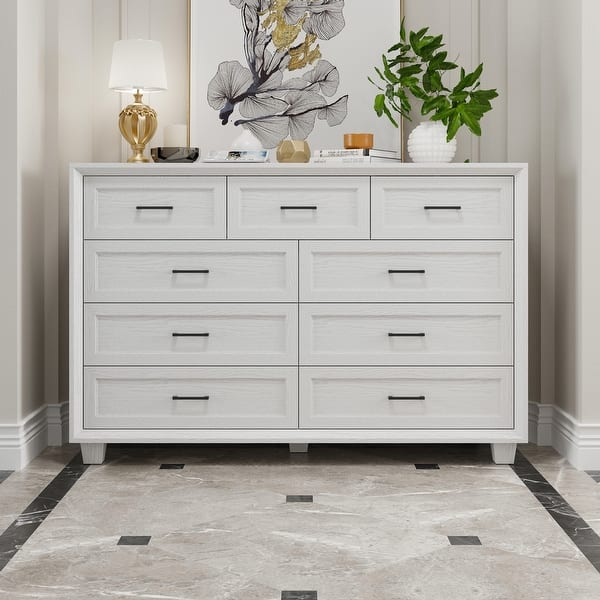 Storage Dresser Bedroom Double Dresser Wide Chest Walnut White - Bed Bath &  Beyond - 43040972
