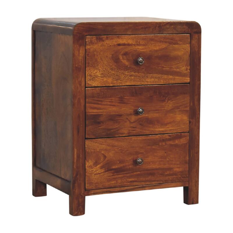 Artisan Furniture Mango Solid Wood Naya Nightstand ,Brown,3 Drawers