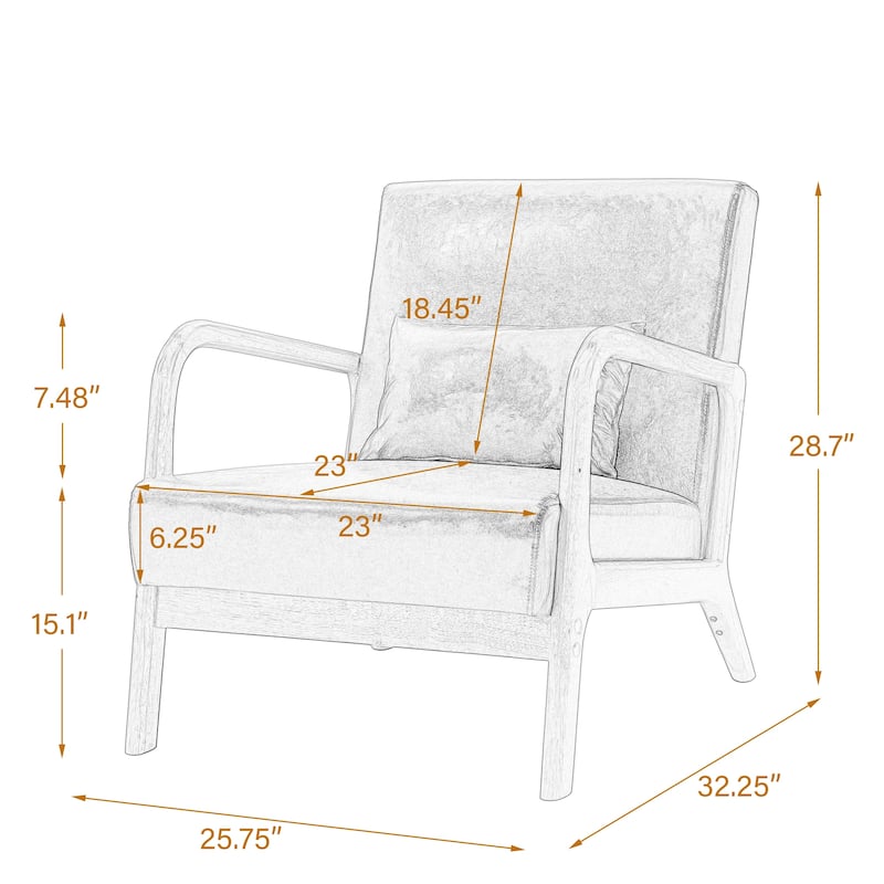 Briston 2 Set Mid Century Modern Wood Accent Chairs with pillow