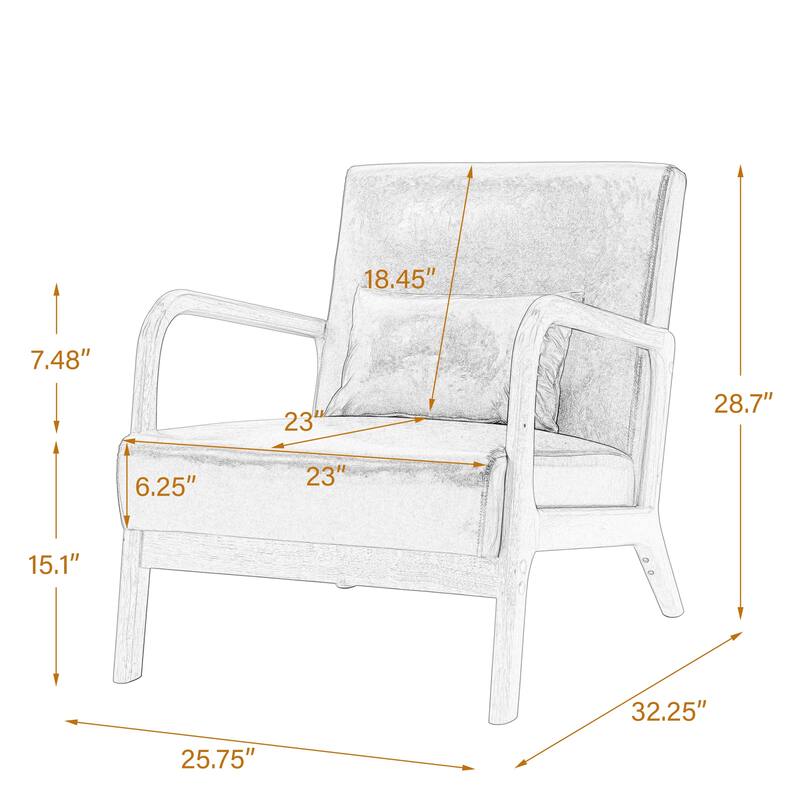 Mid Century Solid Wood Upholstered Accent Chair