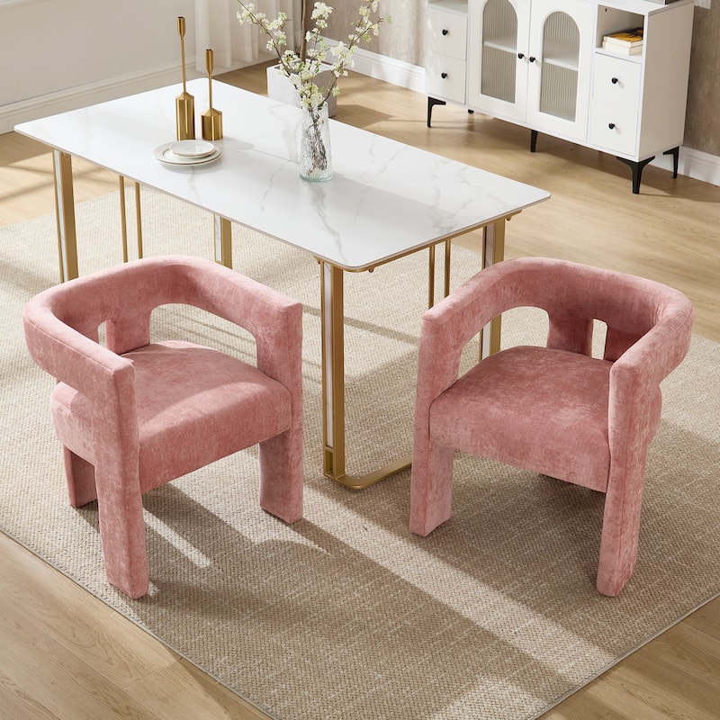 Pink Barrel Chair Side Chair Accent Chair Set of 2, Modern Reading Chair Beige Reception Chair Kitchen Chair