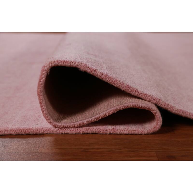 Hand Knotted Oriental 100% Wool Carpet Modern Solid Pink Gabbeh Area Rug - 9' 3'' X 6' 2''