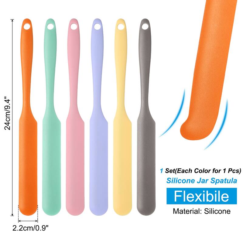 6Pcs Jar Spatula Jam Spreader with Handle - Green/Pink/Purple/Yellow/Orange/Grey