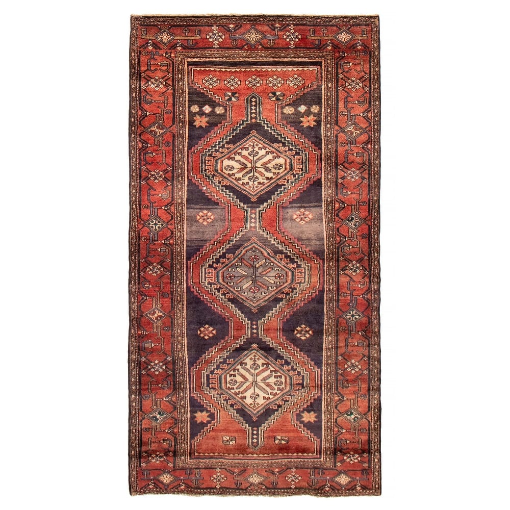 ECARPETGALLERY Hand-knotted Andelz Navy, Red Wool Rug - 4'4 x 8'4