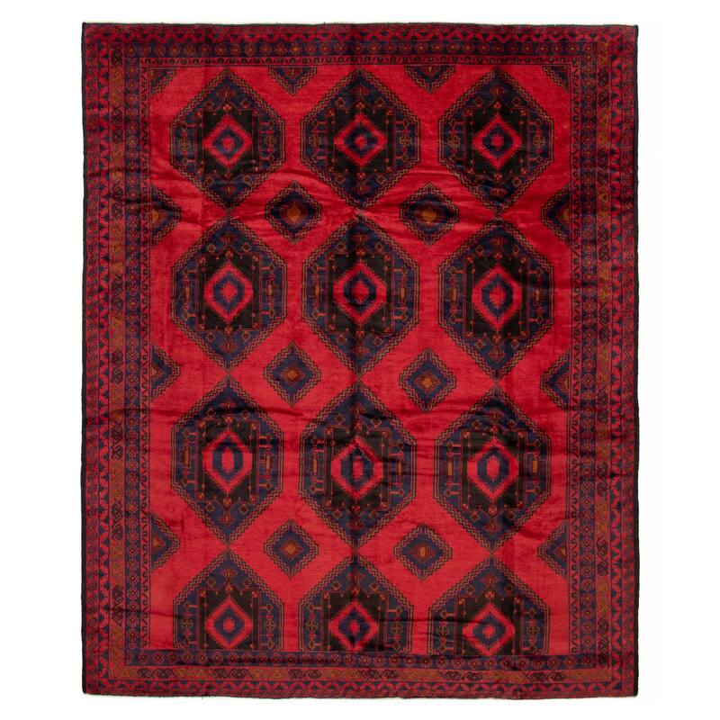 ECARPETGALLERY Hand-knotted Teimani Red Wool Rug - 9'6 x 11'10 - Red - 9'6 x 11'10