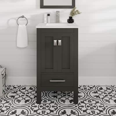 Eviva London 20"W Espresso Bath Vanity with Carrara Quartz Top