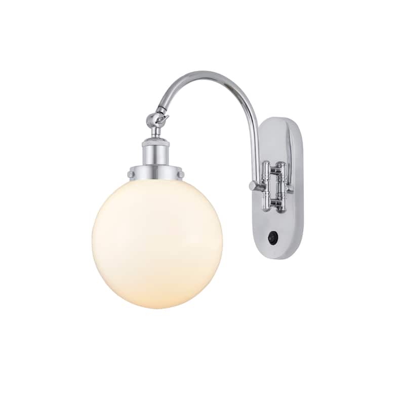 Innovations Lighting 918-1W-15-8 Beacon Sconce Beacon 15" Tall Wall - Polished Chrome / Matte White