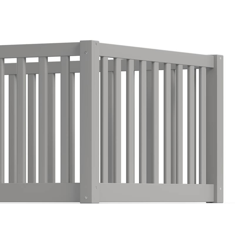 Montessori Floor Bed with Safety Guardrails & Door, Kids Low Profile Frame, Available in Queen/Full/Twin