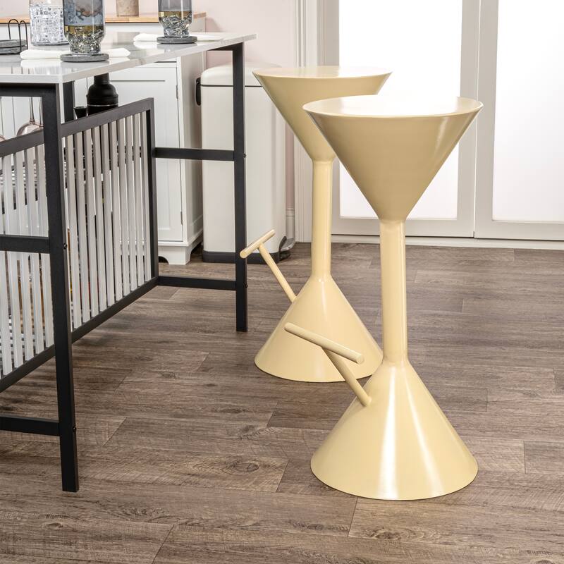 Svelte 29.75" Modern Industrial Iron Hourglass Backless Bar Stool with Foot Rest, by JONATHAN Y