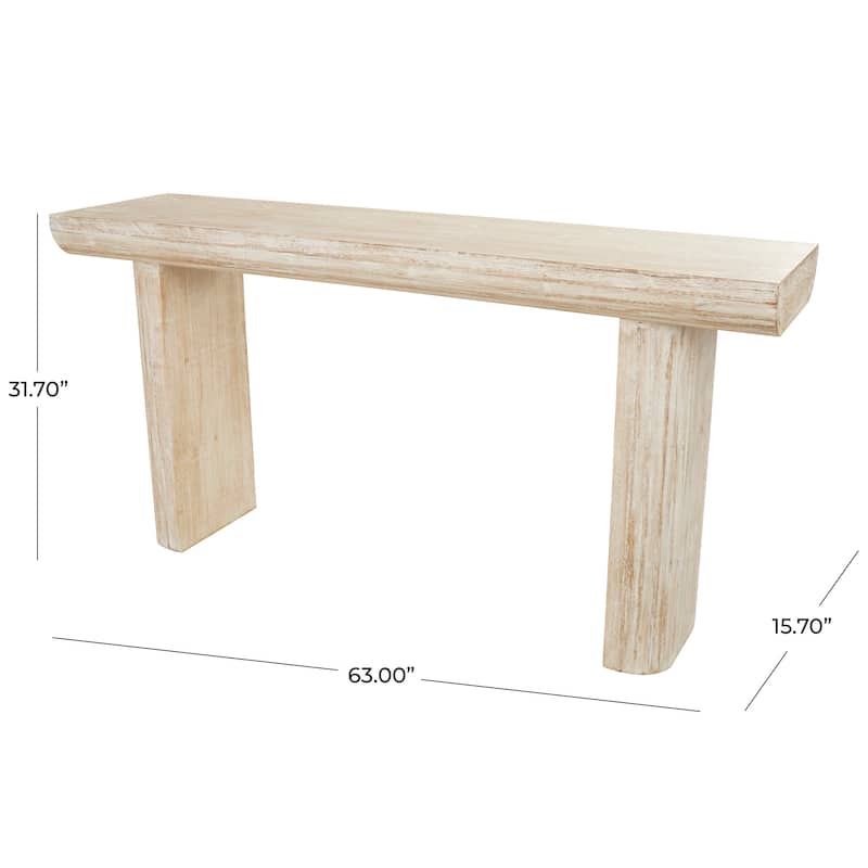 Wood Console Table with Block Legs - Beige - Roche River Decor - 16"Wx63"Lx32"H