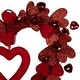 preview thumbnail 3 of 3, Heart Shaped Glittered Valentine's Day Wreath - 22" - Red
