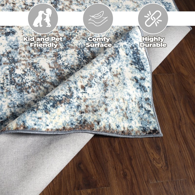 Superior Sabelle Non Slip Modern Medallion Foldable Washable Area Rug