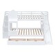 preview thumbnail 31 of 31, Full Over Full Castle-Style Bunk Bed with 2 Drawers,3 Shelves and Slide, Loft Bunk Storage Beds with Guardrail and Staircase