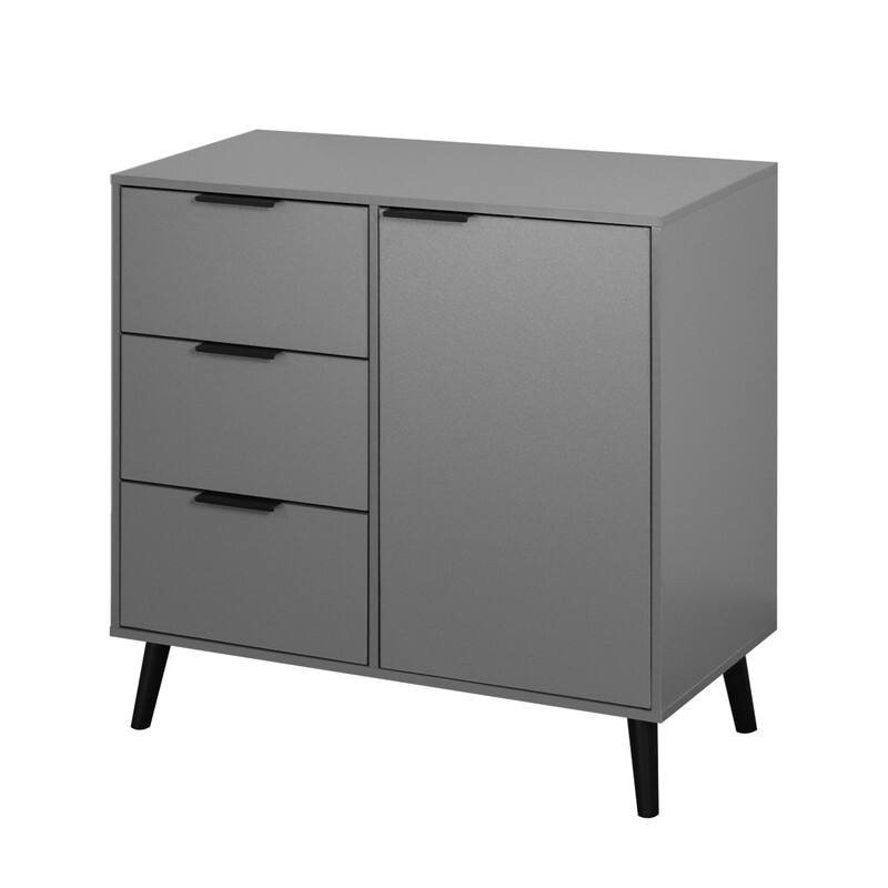 Storage Cabinet with 3 Drawers and Adjustable Shelf - Grey