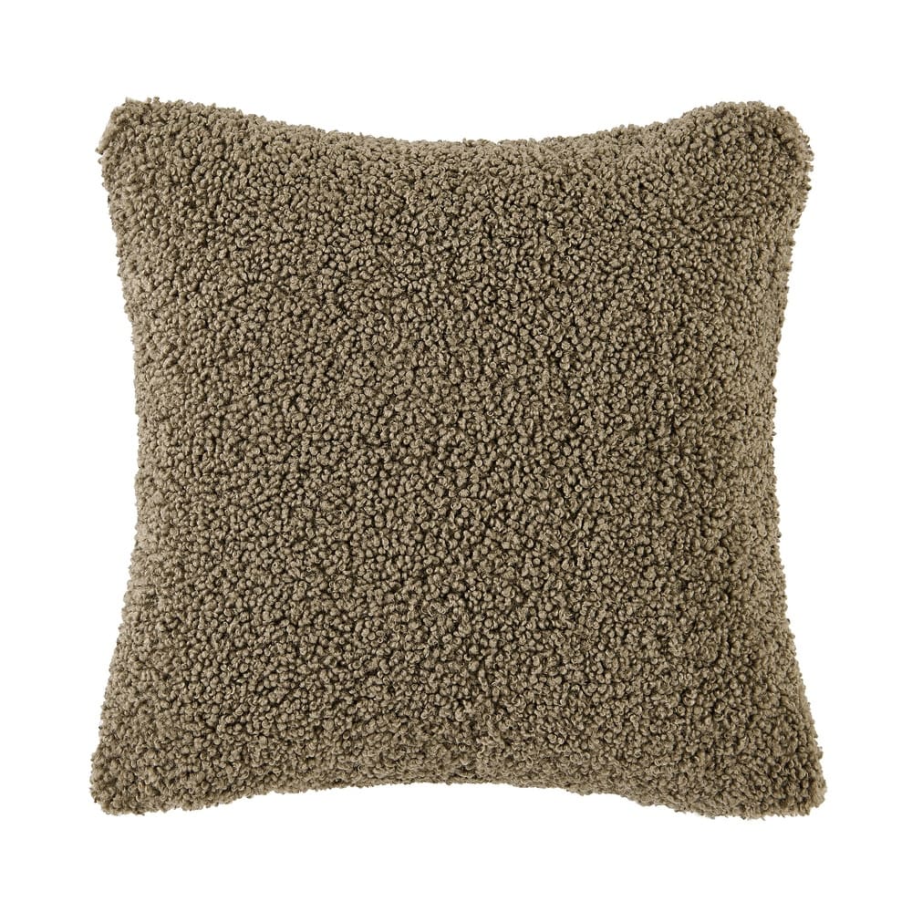 HiEnd Accents Teddy Textured Boucle Decorative Euro Pillow with Down Insert, 27" x 27"