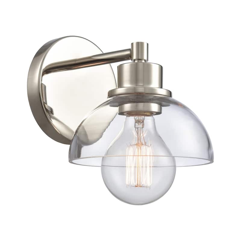 Elk Home Julian Brushed Gold With Glass Shade 2 Light Vanity Light - 1 Light - Polished Nickel