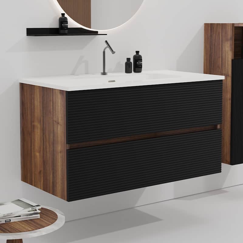 36" Wall Mounted Soft Bathroom Vanity