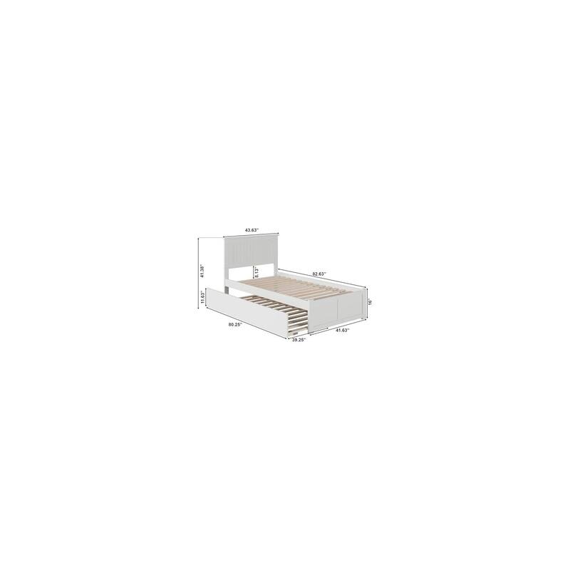 Vibes Twin XL Platform Bed with Trundle & Footboard - White, Mattress Ready