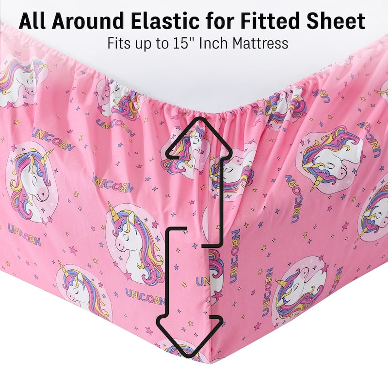 HLC.ME Printed Kids Bed Sheets - Patterned Bed Sheet Set - Wrinkle Resistant & Ultra Soft - For Mattresses up to 15 Inches Deep