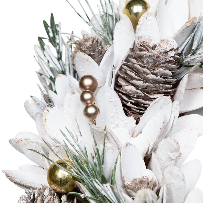 Frosted Pinecone and Pine Sprigs Artificial Christmas Wreath - 14" - Unlit