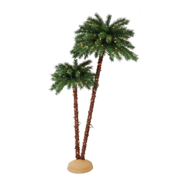 Puleo International Pre-Lit Artificial Palm Tree
