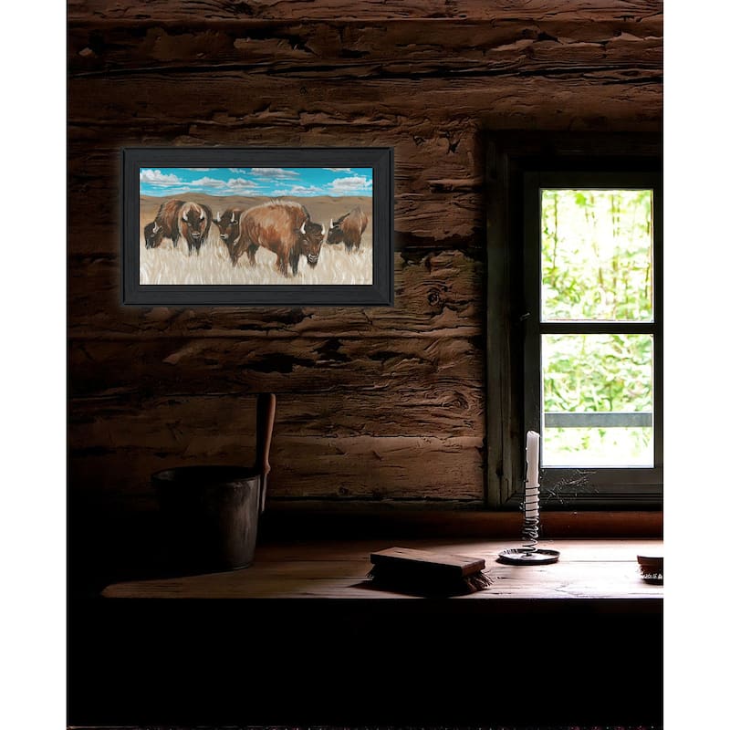 TrendyDecor4U "Bison Herd 1" Framed Print Wall Art