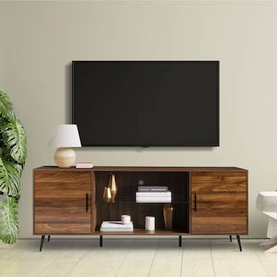 Media TV Stand and Entertainment Center for up to 65 inch TV with Adjustable Glass Shelf