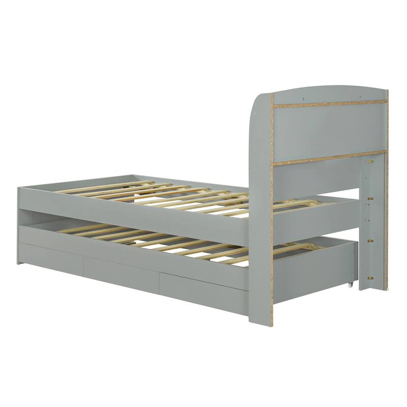Multi-purpose platform bed with trundle and drawers