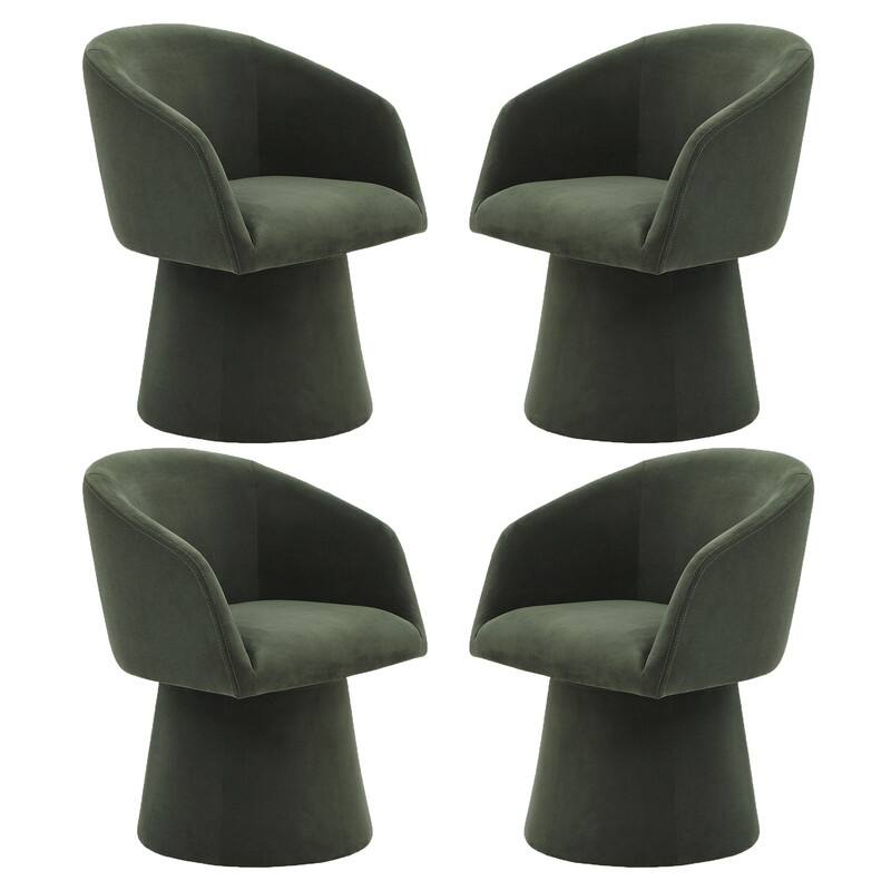 Evie Modern Upholstered Fabric Swivel Dining Chair - Set of 4 - Green